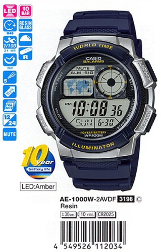Часы наручные CASIO AE-1000W-2A фото 4