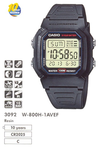 Часы наручные CASIO W-800H-1A фото 2