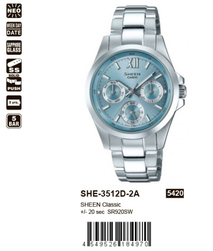 Часы наручные CASIO SHE 3512D 2A фото 2