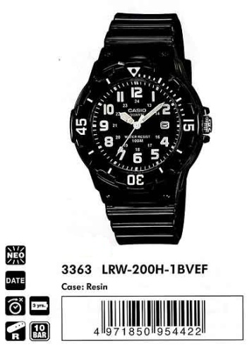 Часы наручные CASIO LRW 200H 1B   фото 4