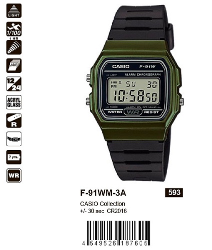 Часы наручные CASIO F 91WM 3A фото 2