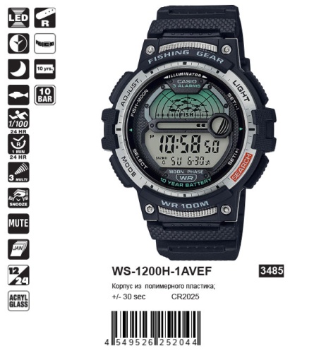 Часы наручные CASIO WS-1200H-1A фото 2