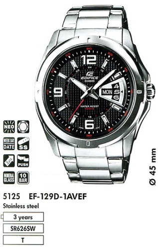 Часы наручные CASIO EF-129D-1A фото 2