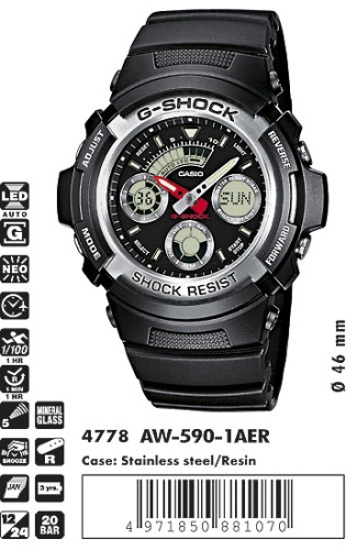 Часы наручные CASIO AW 590 1A   фото 4