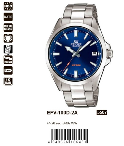 Часы наручные CASIO EFV-100D-2A фото 2